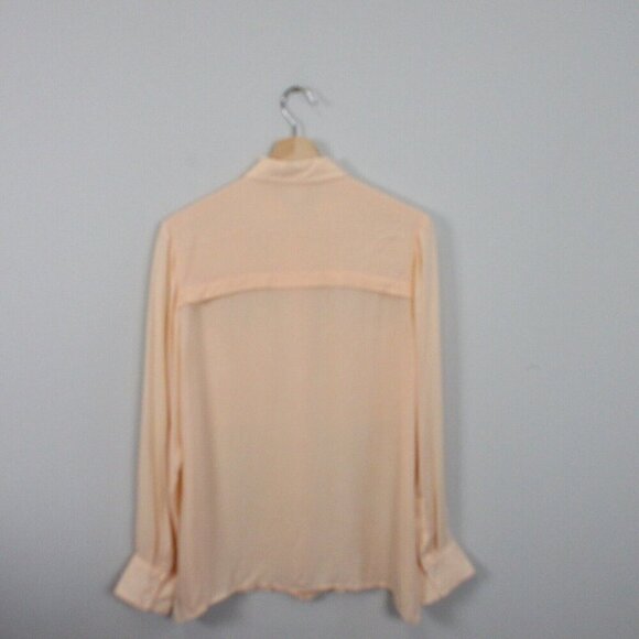 Club Monaco Button Front Blouse Women M Peach Long Sleeve Pockets Casual 112 - Picture 2 of 10